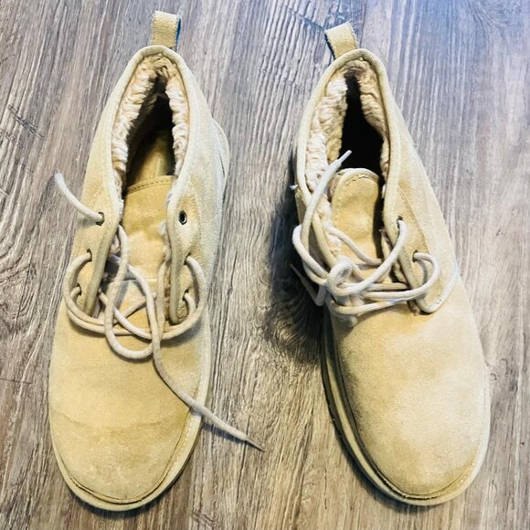 Ugg Burleigh Chukka Boots Men's Tan Suede UGG Plush SZ 14 - Picture 2 of 9
